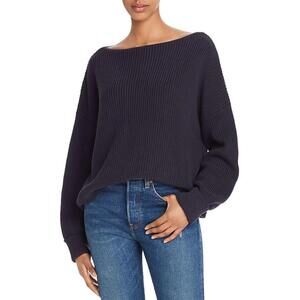 French Connection Chunky Knit Cotton Fisherman Sweater – Dark Navy